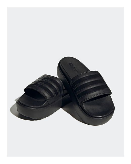 Sandalias con plataforma en adilette de adidas Originals de color Negro |  Lyst