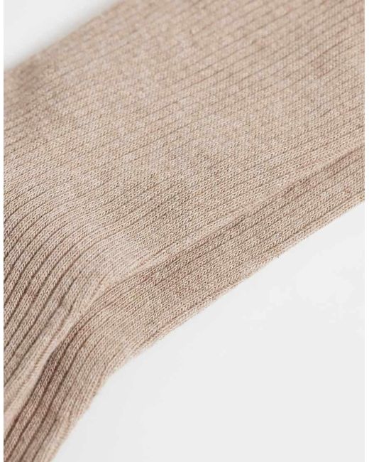 SELECTED White Ribbed Crew Socks for men