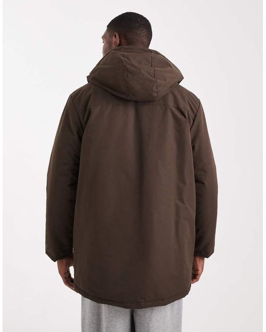 Brave Soul Brown Hooded Zip Through Jacket for men