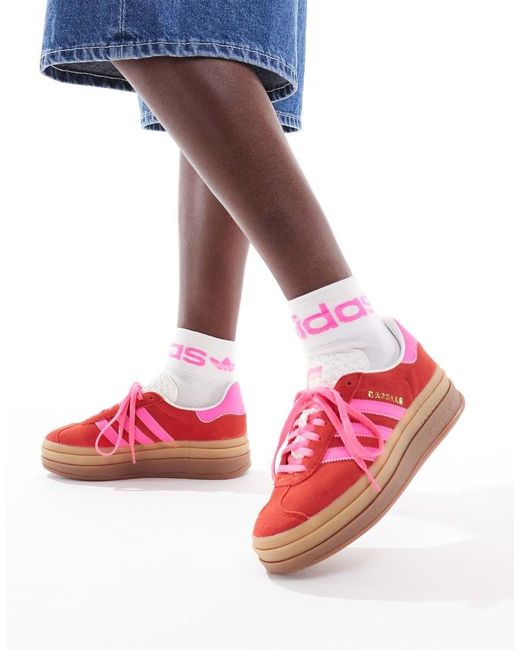 Adidas Originals Red Gazelle Bold Platform Trainers