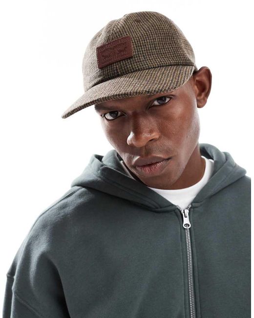 Levi's Brown Leather Patch Logo Cord Relaxed Dad Baseball Cap for men