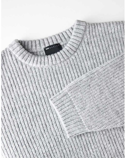 ASOS Gray Super Oversized Boxy Fit Knitted Fisherman Rib Jumper for men