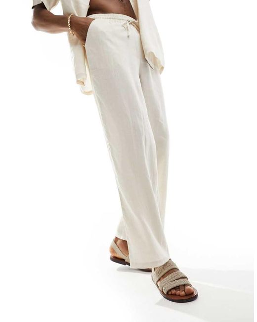 South Beach White Linen Blend Beach Pants for men