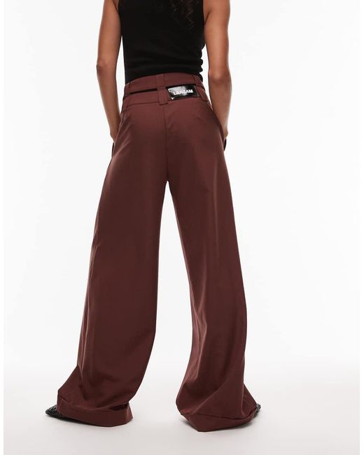 laagam Purple High Rise Asymmetric Tailored Pants