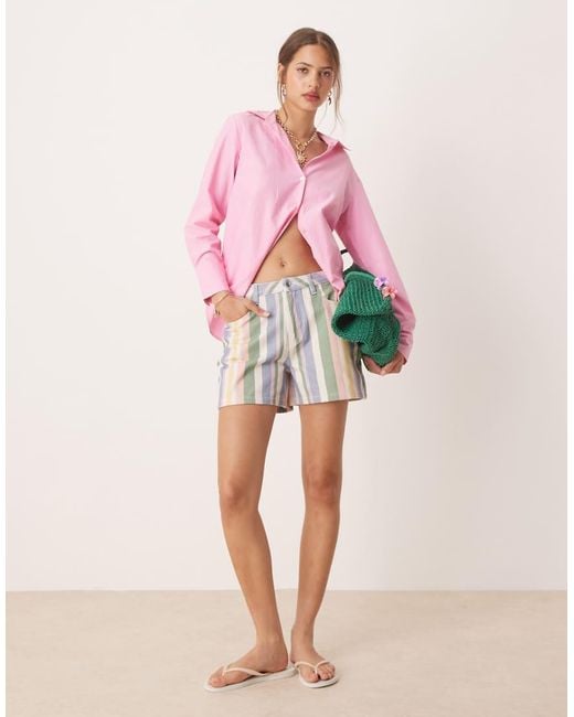 Pantaloncini Di Jeans A Righe di Miss Selfridge in Pink