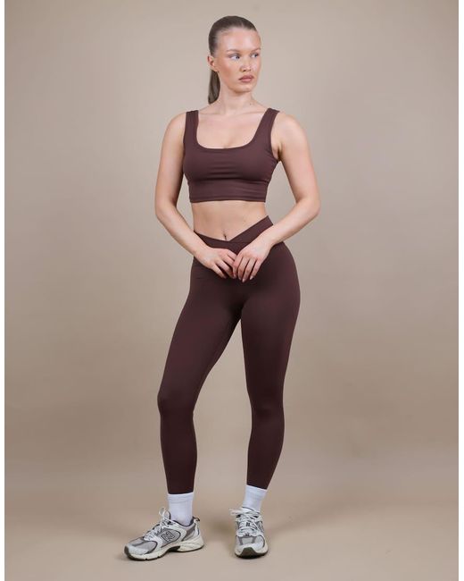 SIMMI Brown Square Neck Cropped Tank Top