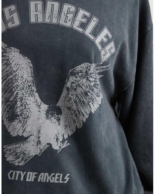 ASOS Gray Oversized Sweatshirt With Eagle Graphic