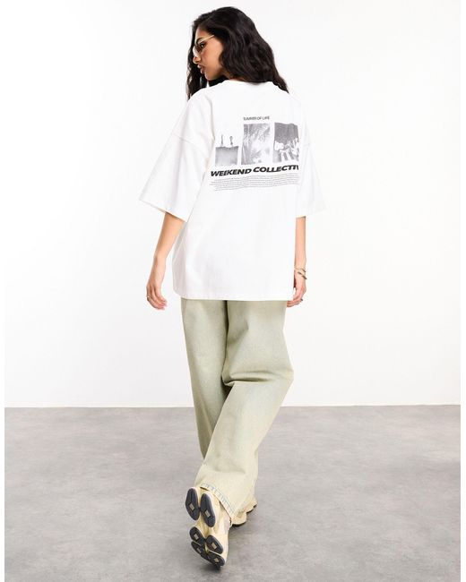 Asos design weekend collective - t-shirt oversize con stampa grafica "summer of life" di ASOS in White