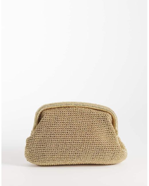 Mango Natural Woven Clutch Bag
