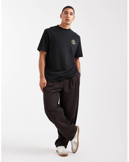 Threadbare Black Relaxed Fit Coffee Club Graphic Print T-shirt for men