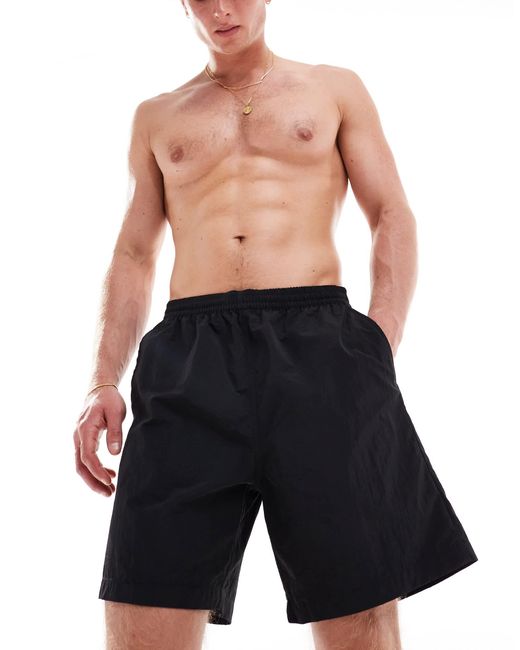 Weekday Black Ed Skater Style Swim Shorts for men