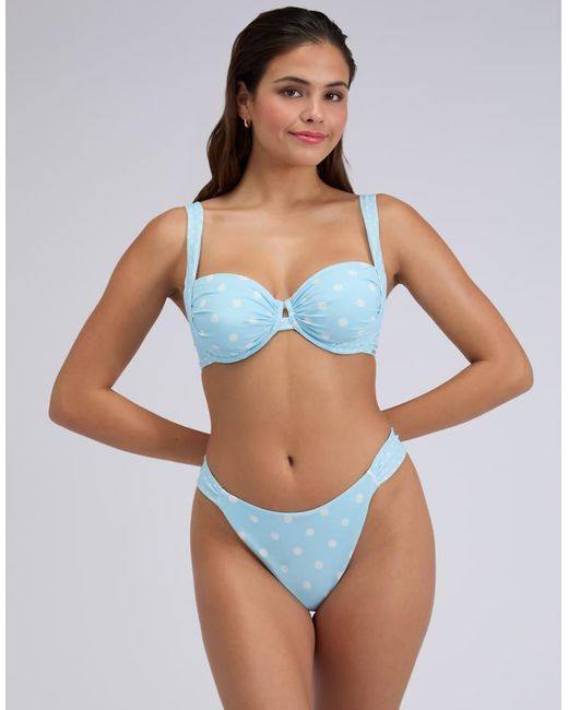 Boux Avenue Blue Soneva Balconette Bikini Top Summer Polka Dot Swimwear