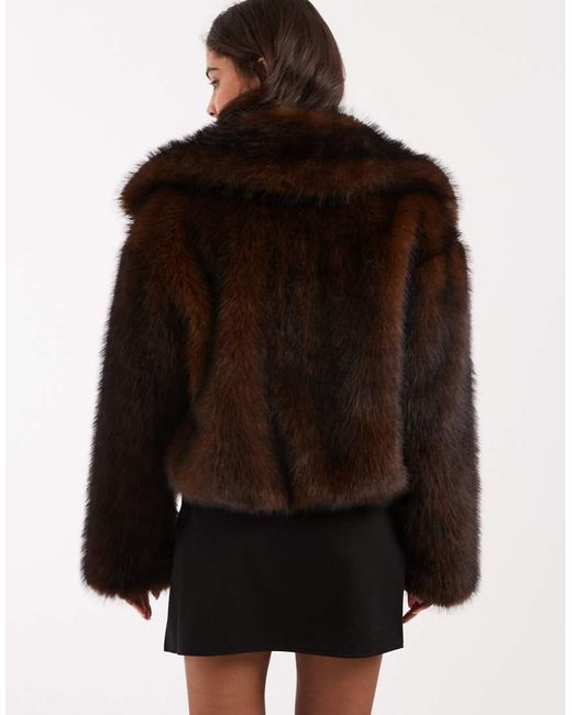 Miss Selfridge Black Faux Fur Collar Detail Bomber