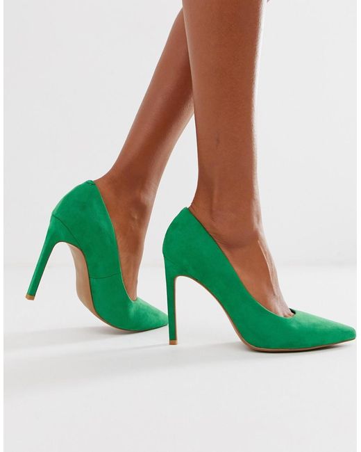 Zapatos de salón de tacón alto con diseño en punta en verde esmeralda Porto  ASOS de color Verde | Lyst