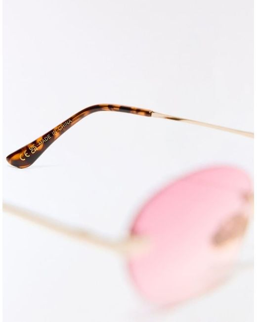 Bershka Brown Rimless Oval Sunglasses
