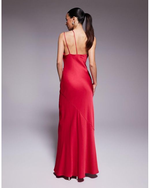Forever New Red One Shoulder Cowl Neck Maxi Dress