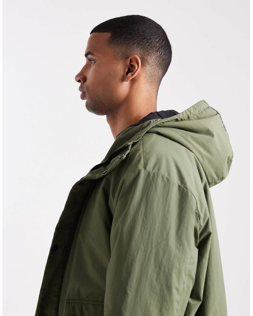 Threadbare Black Padded Showerproof Hooded Parka for men