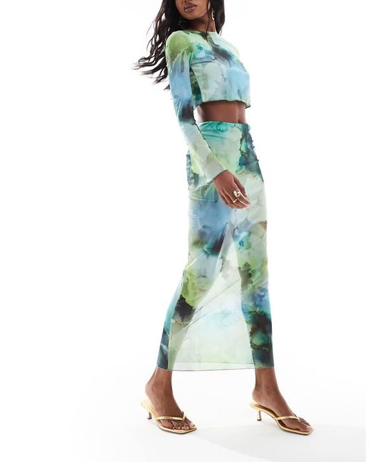 ASOS Green Co-ord Mesh Maxi Skirt