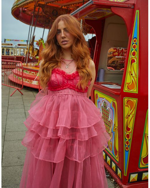Labelrail Red X laura elizabeth klein – mehrlagiges midaxi-kleid