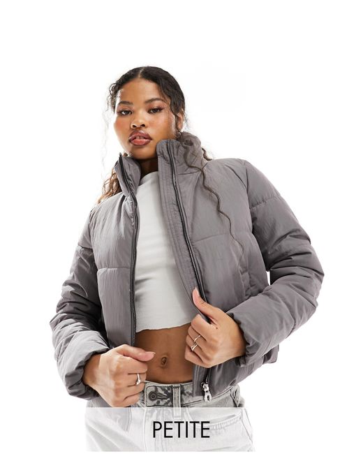 Only Petite Gray Padded High Neck Jacket
