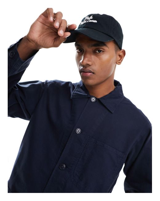 Polo Ralph Lauren Blue Icon Logo Patch Pocket Garment Dyed Oxford Overshirt Classic Oversized Fit for men