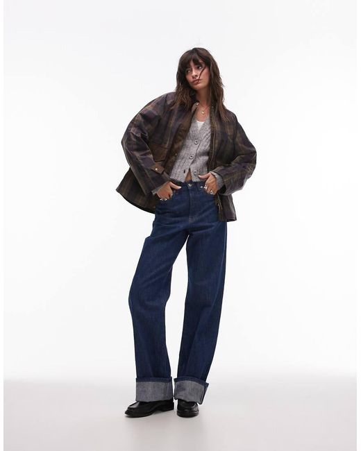 Mango Blue Check Detail Parka Jacket