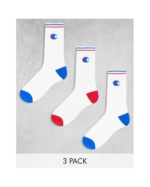Champion White 3 Pack Crew Socks for men