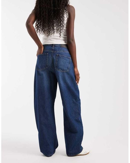 ASOS Blue High Waisted Barrel Leg Jeans
