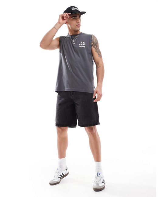Only & Sons Gray Oversize Vest With Harmony Back Print for men