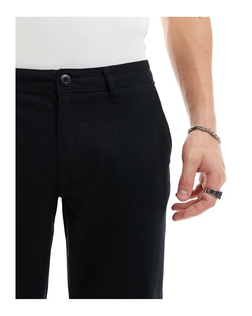 ASOS Black Slim Linen Chino Trousers for men