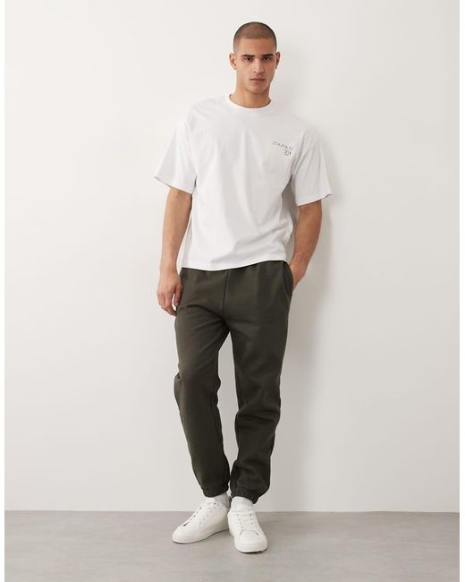 SELECTED White Oversized T-Shirt With Japan Stamp Backprint for men