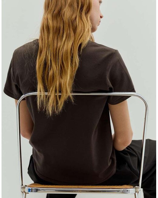 Pull&Bear Brown Basic Short Sleeve T-shirt
