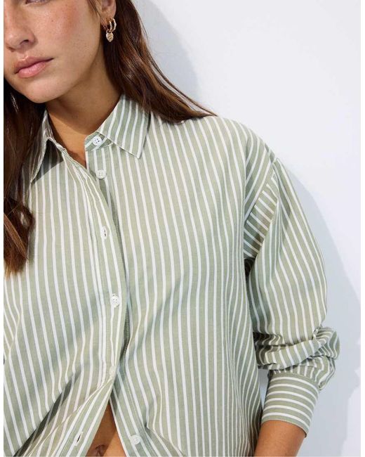 Stradivarius White Adjustable Regular Poplin Shirt