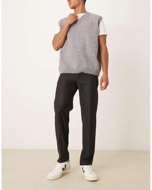 Mango Multicolor 100% Wool Tailored Pleat Front Pin Stripe Trouser for men