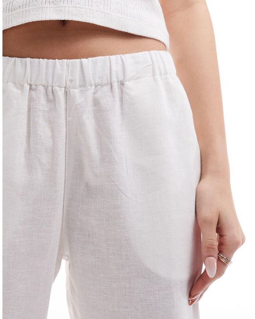 Pantalon ample en lin Monki en coloris White