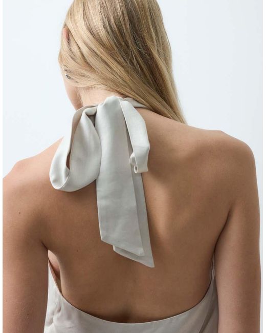 Vero Moda Gray Halterneck Waterfall Top