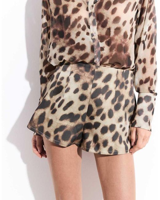 Noughts & Kisses White Tailored High Waisted Bonded Satin Shorts