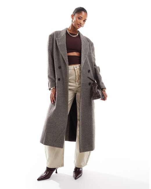 ASOS Brown – gemütlicher, karierter dad-mantel aus bouclé