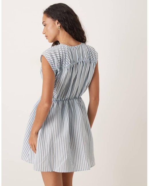 ASOS Natural Ruched Bodice Doubly Skirt Mini Dress