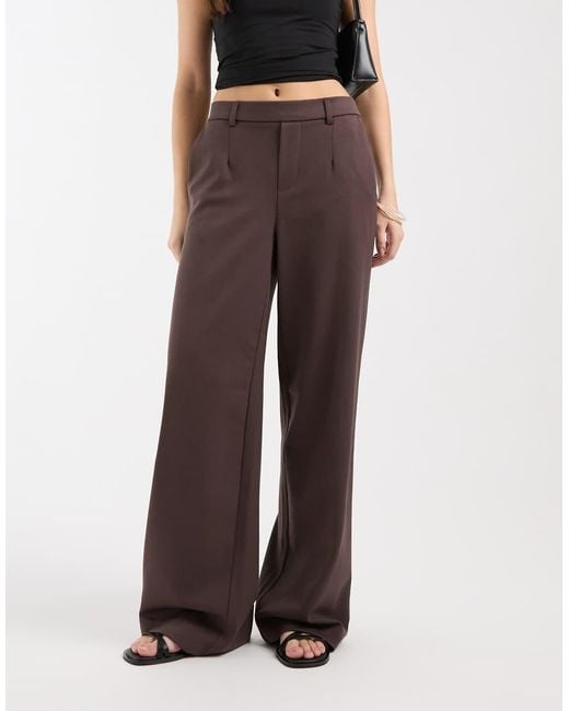 Object Brown Wide Leg Tailored Trouser
