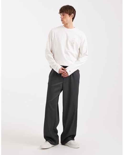 Tommy Hilfiger White Stacked Logo Long Sleeve T-Shirt for men
