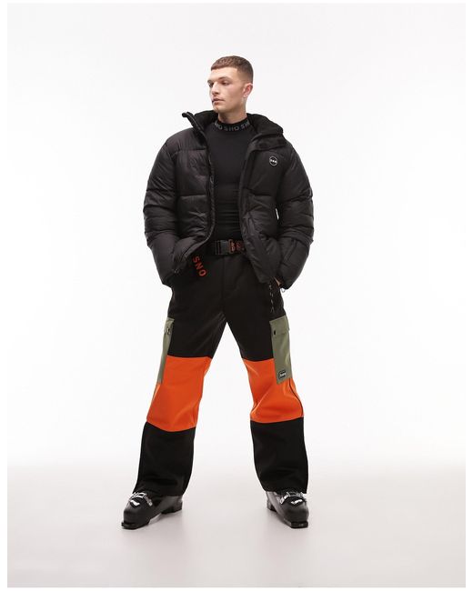 Topman Black Sno Ski Puffer Jacket for men