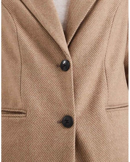 Vero Moda Natural Tailored Herringbone Wool Mix Coat