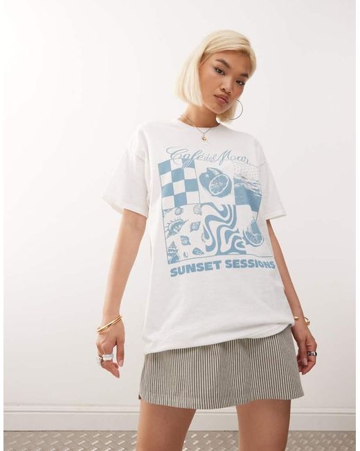 Reclaimed Vintage Blue Cafe Del Mar Ibiza Licensed T-shirt
