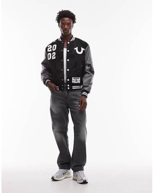 True Religion Black Bobby Super T Flap Pocket Baggy Jeans for men