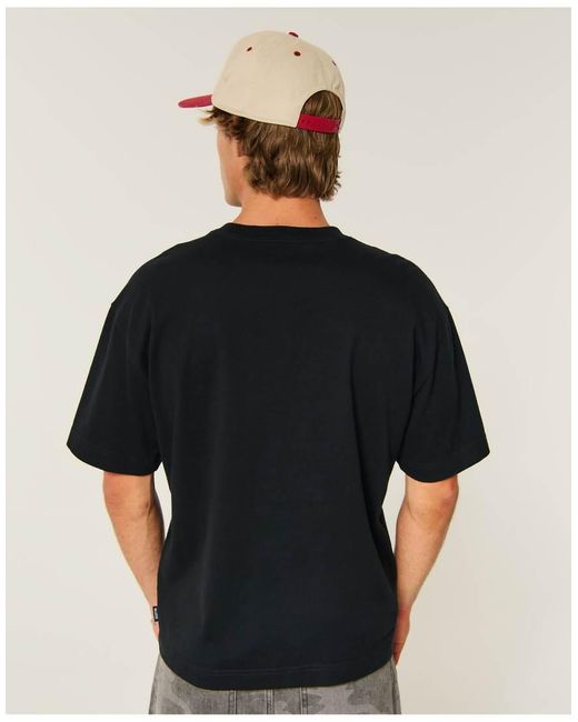 Hollister Black Boxy Heavyweight Crew T-Shirt for men