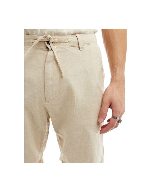 SELECTED White Linen Mix Shorts for men