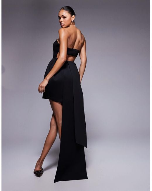 ASOS Blue Sculpted Bandeau Mini Dress With Train