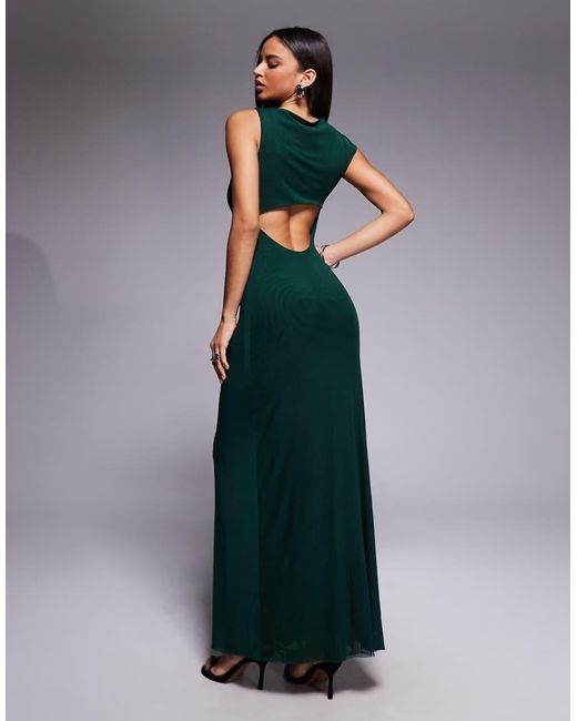 Forever New Green Mesh Knot Detail Maxi Dress
