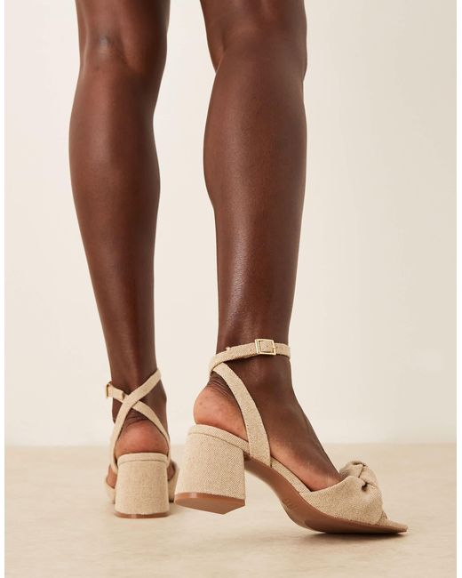 ASOS Brown Hansel Knotted Mid Heeled Sandals